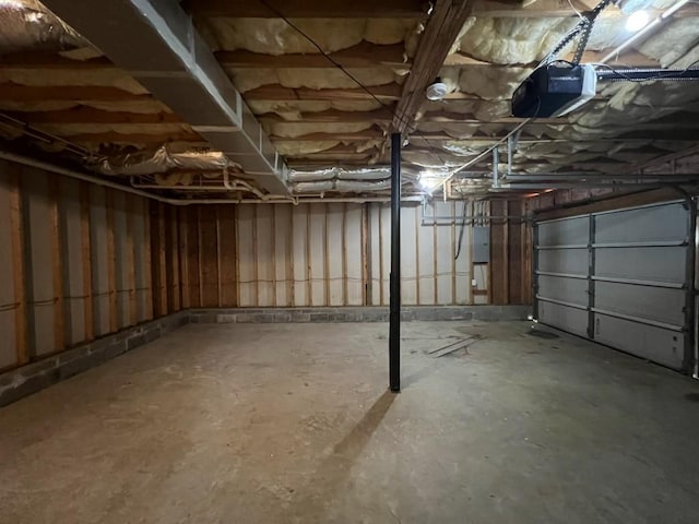 basement with electric panel