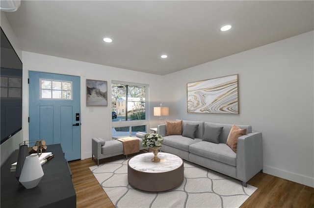 living room with wood-type flooring