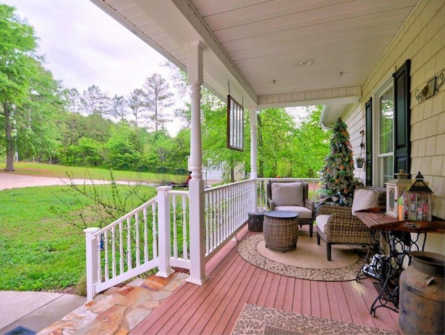 wooden terrace with covered porch