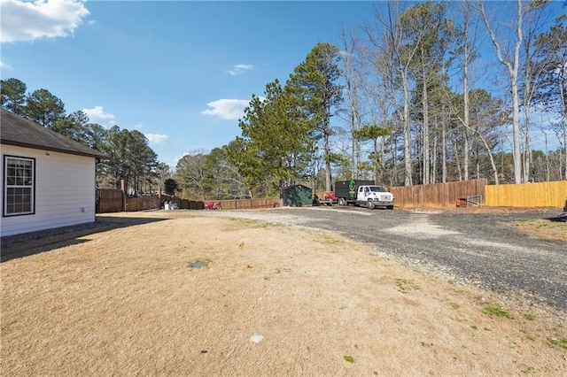 view of yard featuring fence