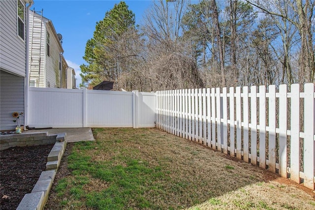 view of yard featuring a fenced backyard