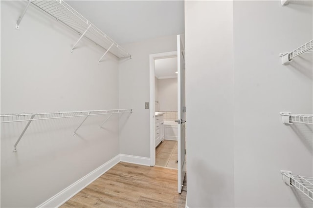 walk in closet featuring light wood-type flooring