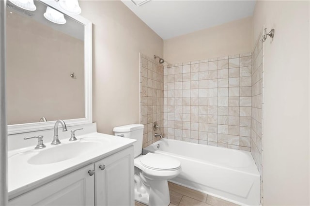 4957 Day Lily Way NW, Acworth, GA 30102 - bathroom featuring toilet, tub / shower combination, vanity, and tile patterned flooring