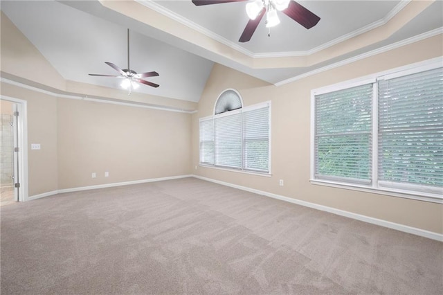 4957 Day Lily Way NW, Acworth, GA 30102 - unfurnished room featuring a ceiling fan, plenty of natural light, carpet floors, lofted ceiling, and ornamental molding