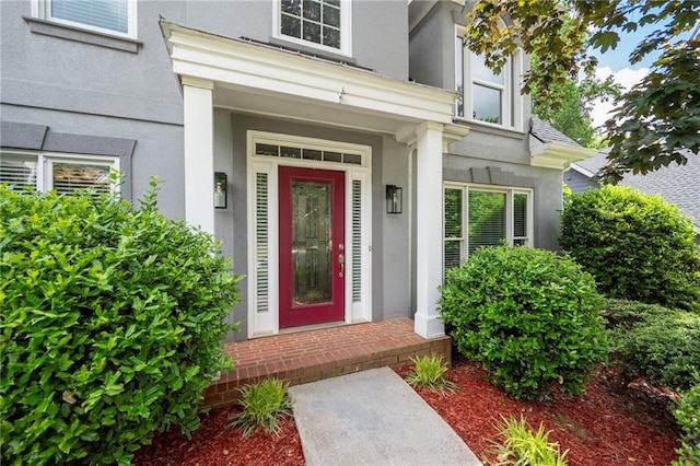 4957 Day Lily Way NW, Acworth, GA 30102 - doorway to property with stucco siding and covered porch