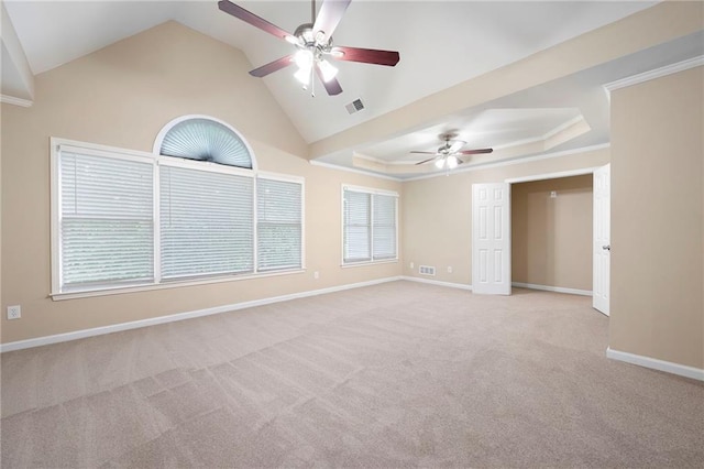 4957 Day Lily Way NW, Acworth, GA 30102 - carpeted empty room featuring a ceiling fan, vaulted ceiling, plenty of natural light, and baseboards