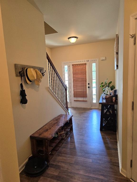 entrance foyer with dark hardwood / wood-style floors