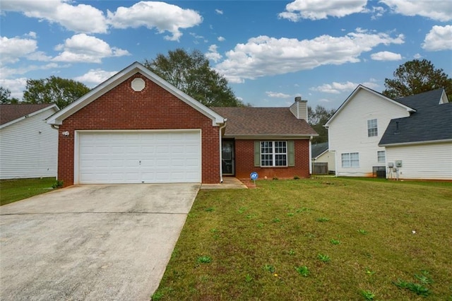 view of front facade with a front lawn and a garage