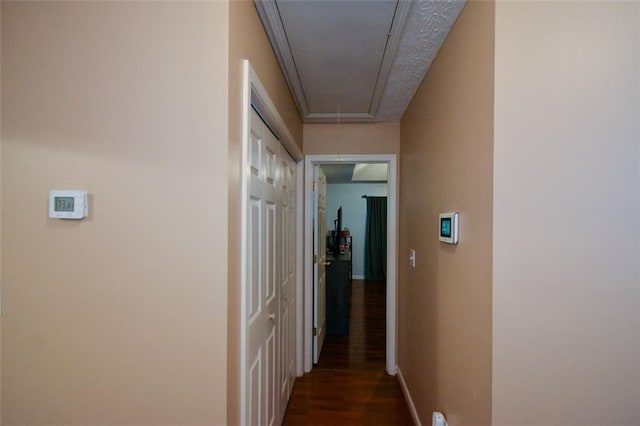 hallway featuring dark hardwood / wood-style floors