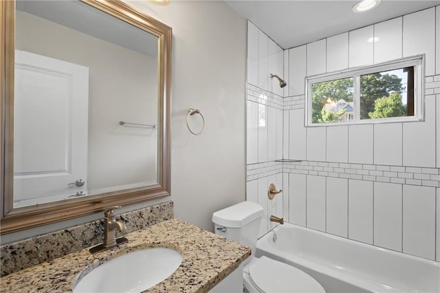 2677 Tilson Rd, Decatur, GA 30032 - full bathroom featuring toilet, vanity, and bathtub / shower combination