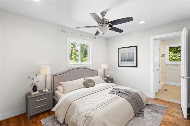 2677 Tilson Rd, Decatur, GA 30032 - bedroom with baseboards, recessed lighting, wood finished floors, and ceiling fan