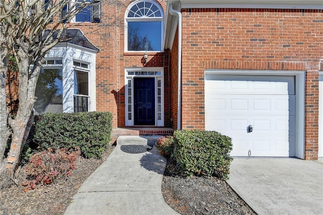 property entrance with a garage