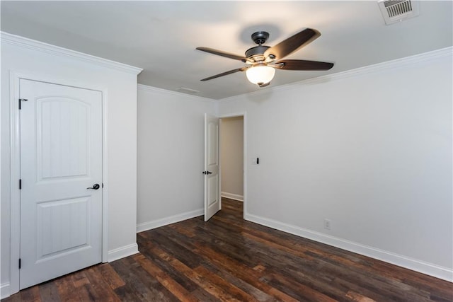 3336 Forrest Hills Dr, Hapeville, GA 30354 - unfurnished bedroom featuring dark wood-style floors, crown molding, and a ceiling fan