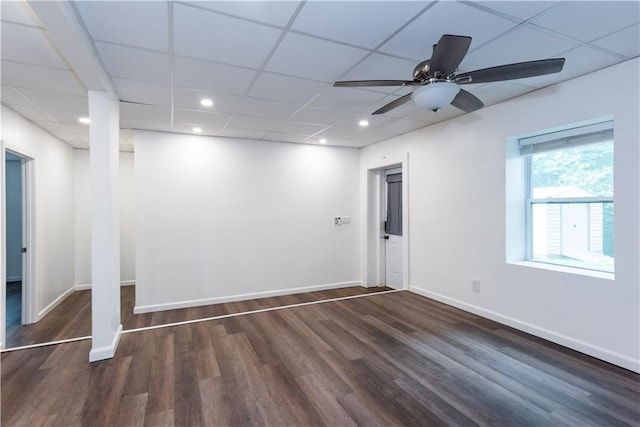 3336 Forrest Hills Dr, Hapeville, GA 30354 - unfurnished room with wood finished floors, recessed lighting, a ceiling fan, and a paneled ceiling