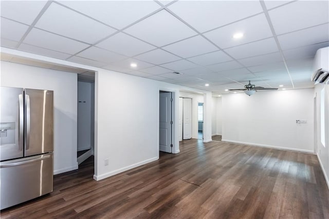 3336 Forrest Hills Dr, Hapeville, GA 30354 - unfurnished room featuring dark wood-style floors, ceiling fan, an AC wall unit, and recessed lighting