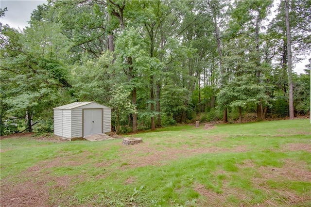 3336 Forrest Hills Dr, Hapeville, GA 30354 - view of grassy yard featuring a shed and a fire pit