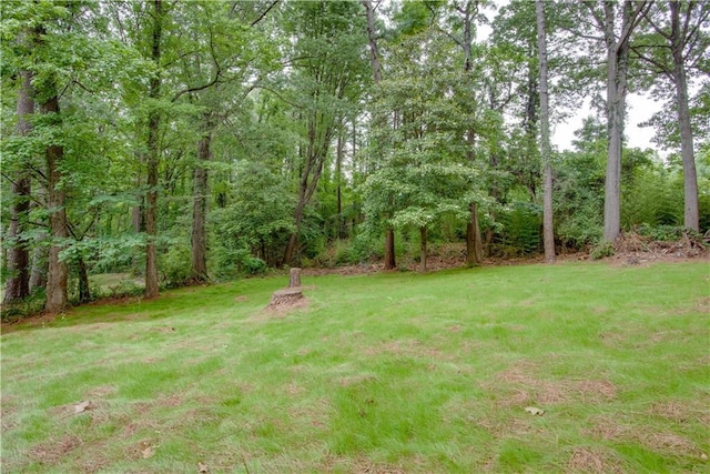 3336 Forrest Hills Dr, Hapeville, GA 30354 - view of grassy yard with a wooded view