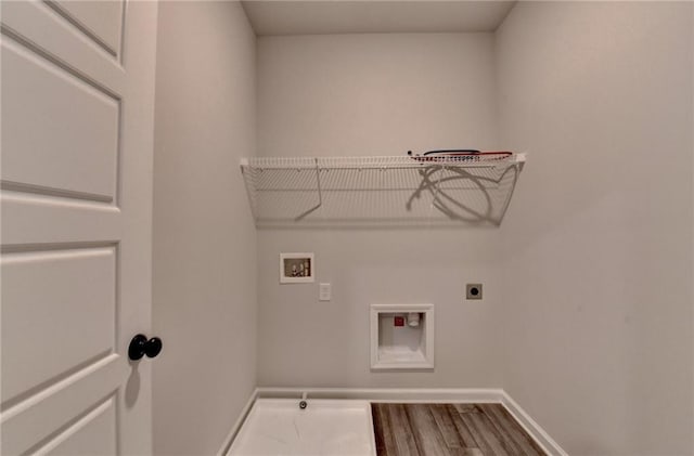 1620 Branthaven Ln, Auburn, GA 30011 - laundry area featuring electric dryer hookup, hookup for a washing machine, and wood finished floors