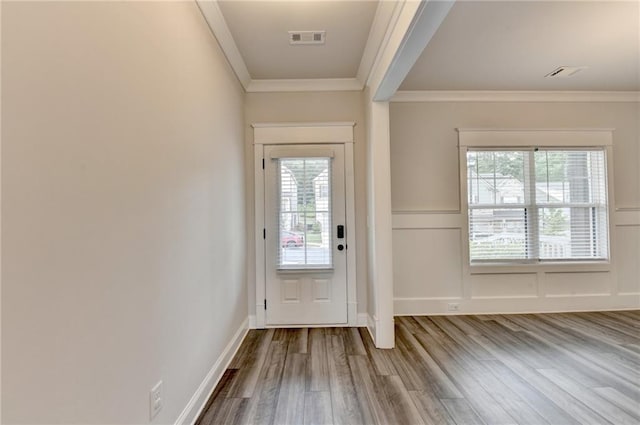 1620 Branthaven Ln, Auburn, GA 30011 - doorway with wood finished floors and ornamental molding