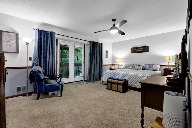 3491 Birchwood Trl, Snellville, GA 30078 - bedroom with carpet floors, access to outside, and a ceiling fan