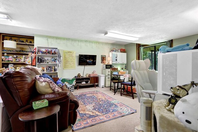 3491 Birchwood Trl, Snellville, GA 30078 - living area featuring a textured ceiling and carpet floors