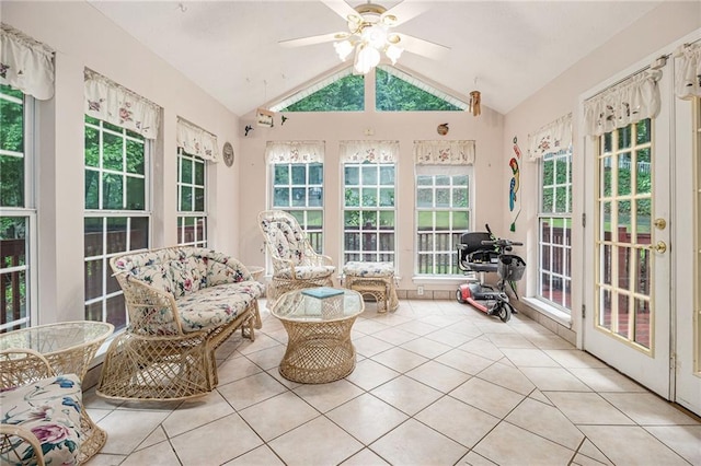 5247 Yeager Rd, Douglasville, GA 30135 - sunroom / solarium featuring tile patterned flooring, vaulted ceiling, and french doors