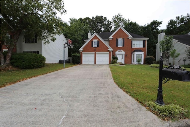 view of front of home with a front lawn