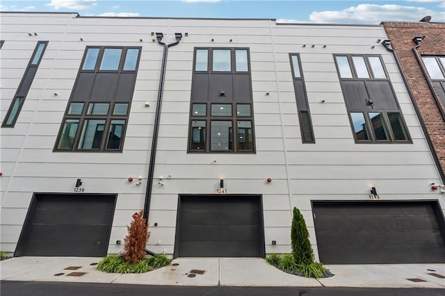 exterior space featuring a garage