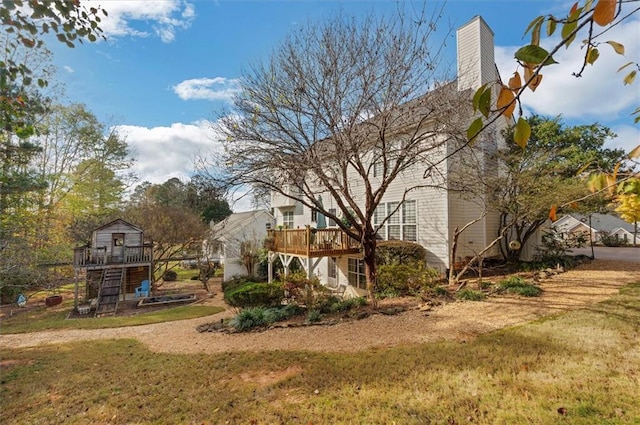 view of yard featuring a deck