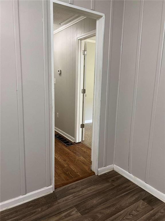 hall featuring dark hardwood / wood-style flooring