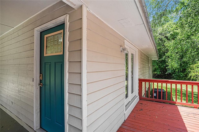 deck featuring central air condition unit