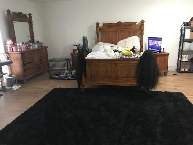 bedroom with light hardwood / wood-style flooring