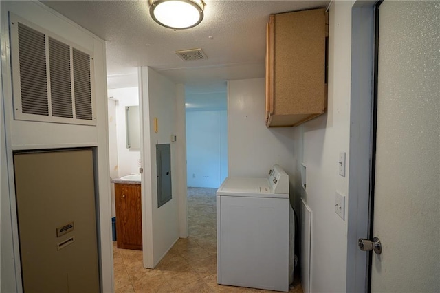67 Dixie Park Rd, Rome, GA 30165 - washroom featuring washer / clothes dryer, cabinet space, electric panel, and light tile patterned floors