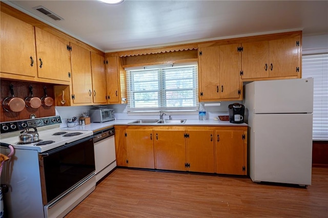 67 Dixie Park Rd, Rome, GA 30165 - kitchen with white appliances, light countertops, and light wood-type flooring