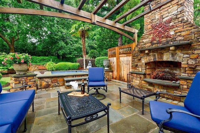 5318 Brooke Farm Dr, Dunwoody, GA 30338 - view of patio with an outdoor stone fireplace