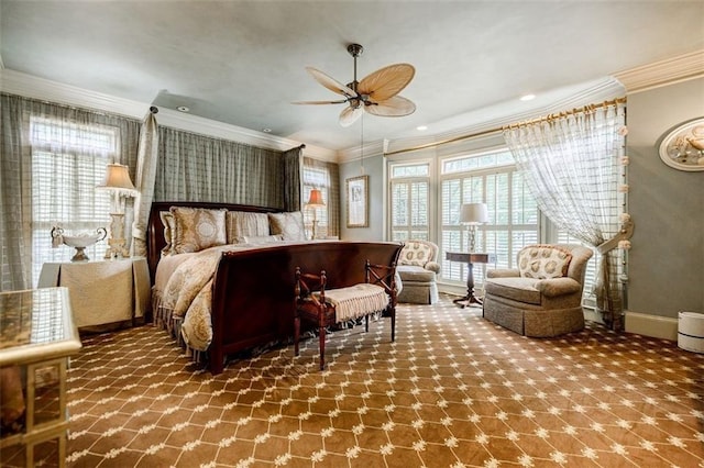 5318 Brooke Farm Dr, Dunwoody, GA 30338 - bedroom featuring crown molding, baseboards, recessed lighting, and carpet flooring