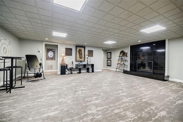 5318 Brooke Farm Dr, Dunwoody, GA 30338 - exercise area with baseboards and a fireplace