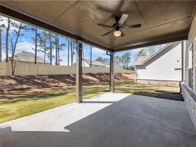 view of patio with ceiling fan