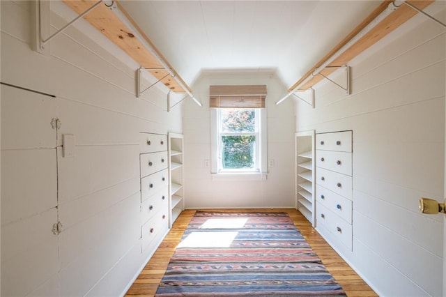 walk in closet featuring light wood finished floors