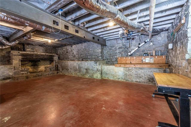 view of unfinished basement