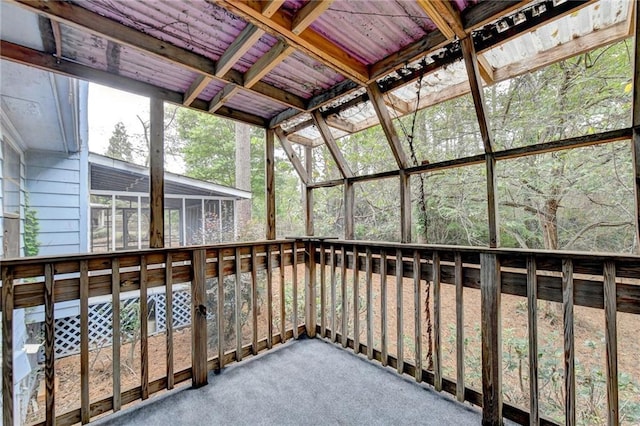 view of unfurnished sunroom