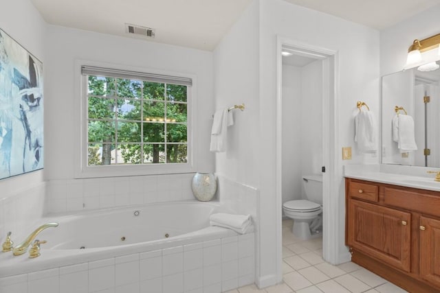 3242 Monarch Pine Dr, Peachtree Corners, GA 30071 - full bathroom featuring vanity, a whirlpool tub, toilet, and tile patterned floors