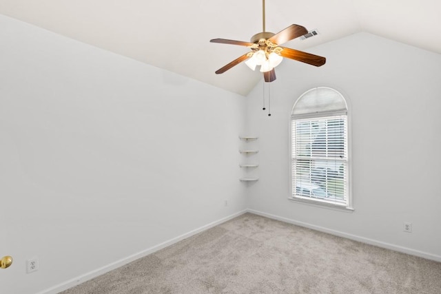 3242 Monarch Pine Dr, Peachtree Corners, GA 30071 - carpeted spare room with vaulted ceiling, ceiling fan, and baseboards