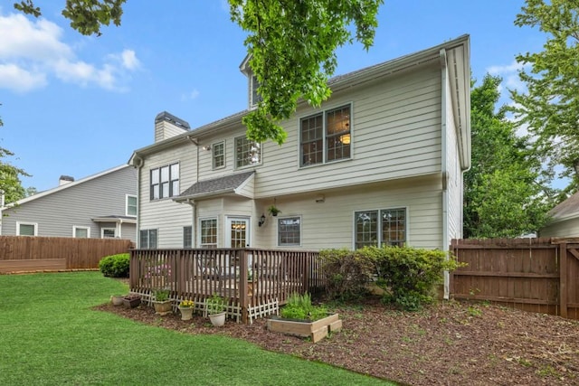 3242 Monarch Pine Dr, Peachtree Corners, GA 30071 - back of property with a chimney and a wooden deck