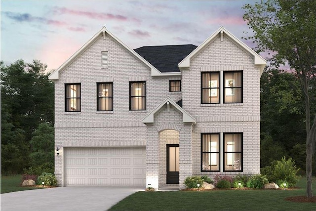 2088 Brookhill Way, Snellville, GA 30078 - view of front of home featuring an attached garage, driveway, brick siding, and a front lawn