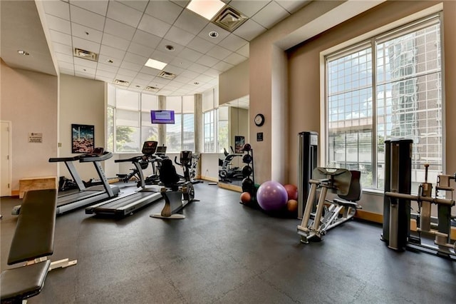 285 Centennial Olympic Park Dr NW Unit 1905, Atlanta, GA 30339 - gym with a drop ceiling and baseboards