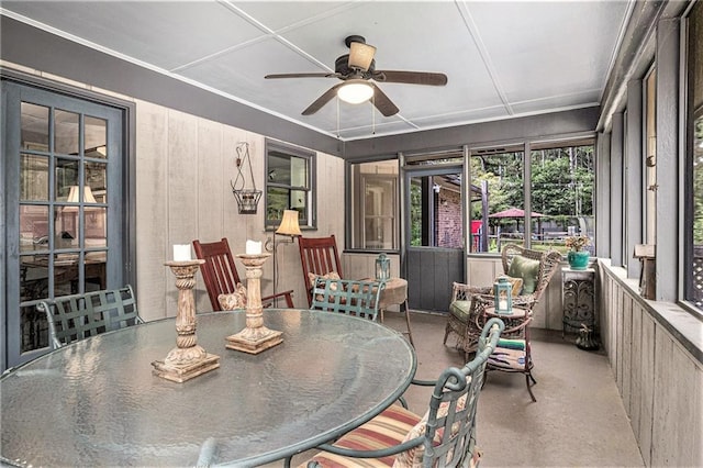 2452 Camp Mitchell Rd, Grayson, GA 30017 - sunroom / solarium featuring outdoor dining area and ceiling fan