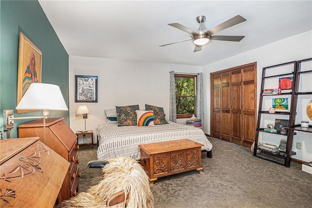 2452 Camp Mitchell Rd, Grayson, GA 30017 - carpeted bedroom featuring a ceiling fan, a closet, and baseboards
