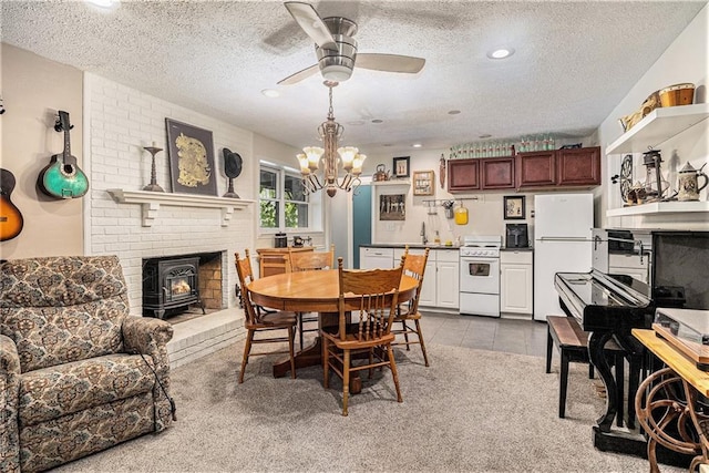 2452 Camp Mitchell Rd, Grayson, GA 30017 - dining space featuring a textured ceiling, ceiling fan, and recessed lighting