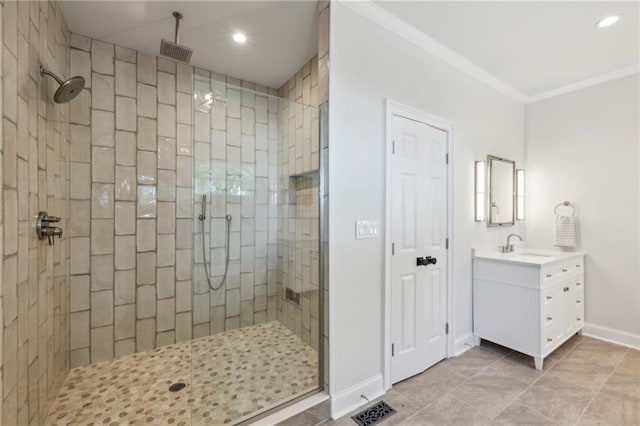 4152 Club Dr NE, Atlanta, GA 30319 - full bathroom featuring a shower stall, baseboards, visible vents, and recessed lighting